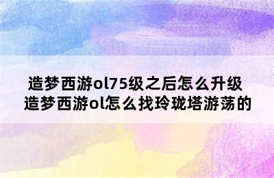 造梦西游ol75级之后怎么升级 造梦西游ol怎么找玲珑塔游荡的